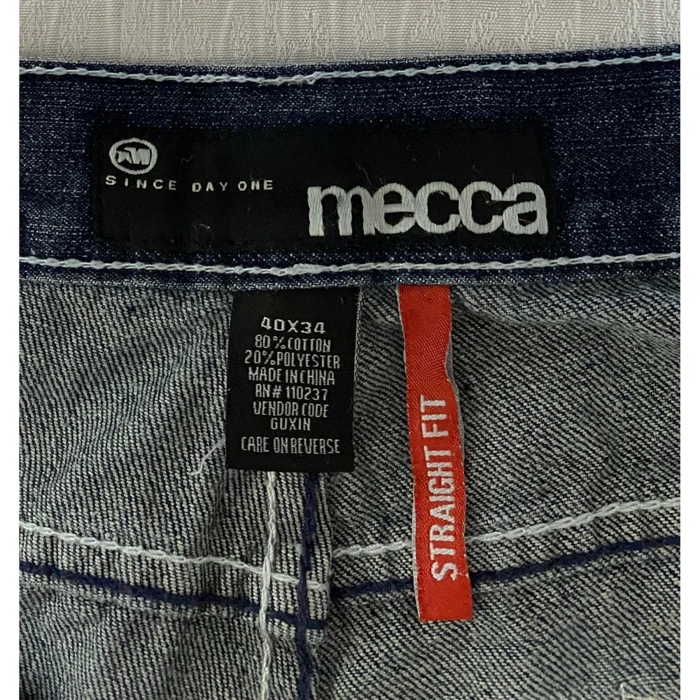 Mecca Men's‎ Straight Fit Blue Denim Jeans Size 40x34 Embroidered Pockets